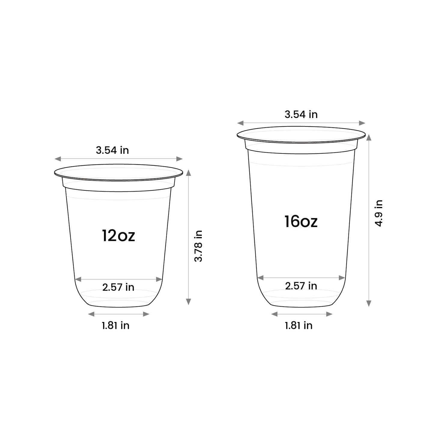 16 oz Custom Recyclable Round Bottom Plastic Cups