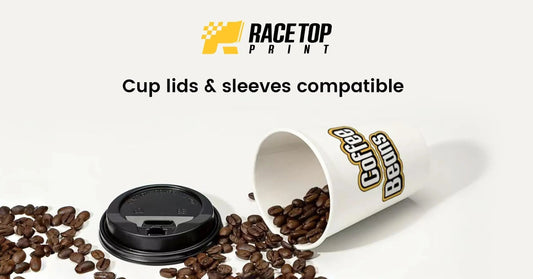 Custom printed paper cups by Racetop – high-quality, double-walled cups with vibrant full-color printing