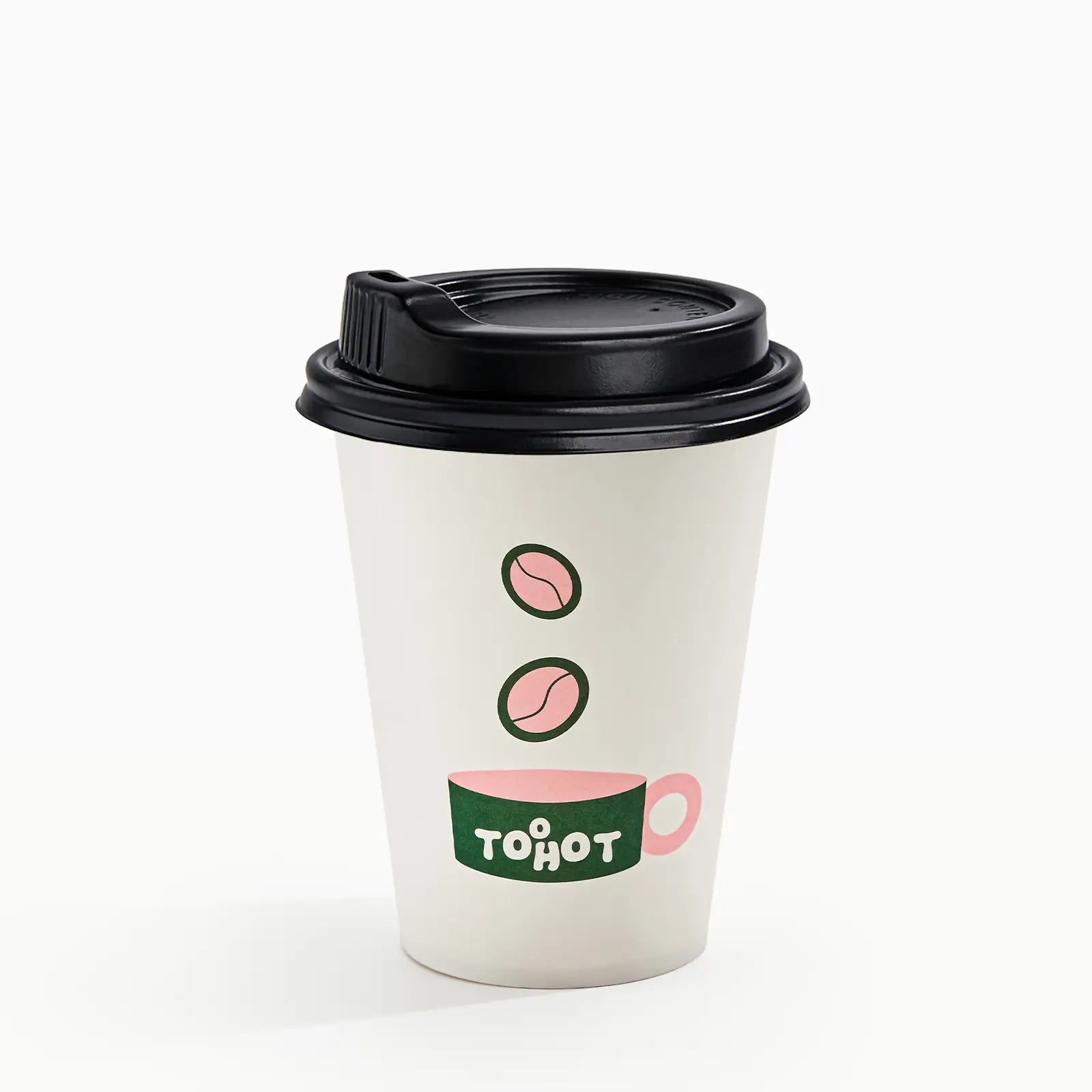 12 oz Custom Recyclable Paper Cups with Lids