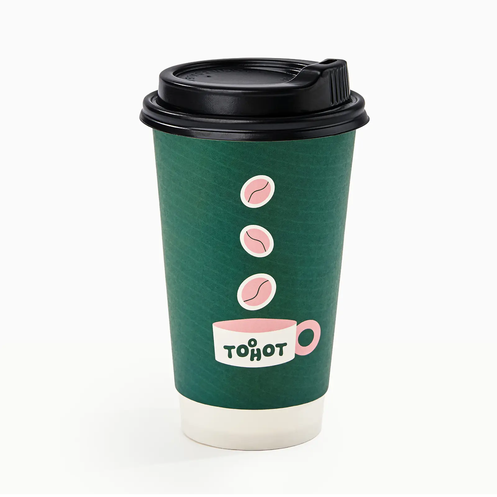 16 oz Custom Recyclable Double Wall Paper Cups with Lids