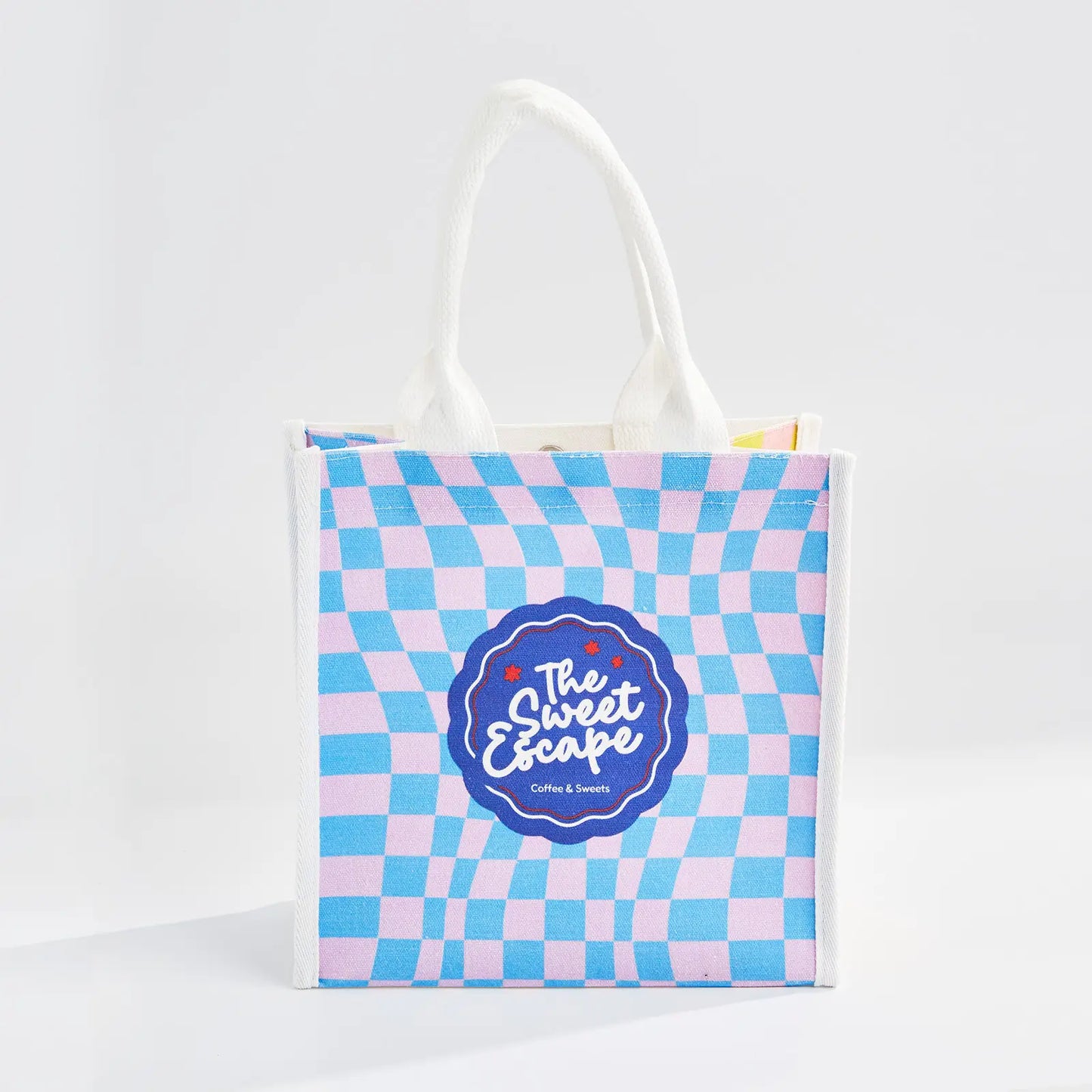Custom Cotton Canvas Flat Bottom Tote Bag with Padded Handles