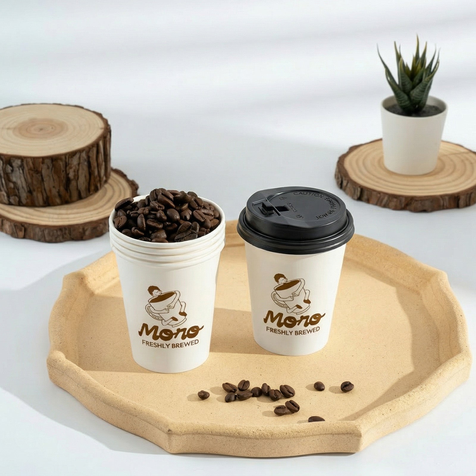 8 oz Custom Recyclable Paper Cups with Lids