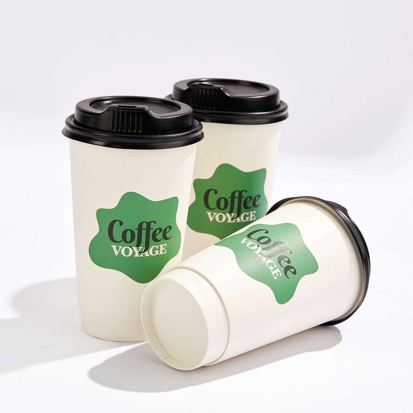 16 oz Custom Recyclable Double Wall Paper Cups with Lids