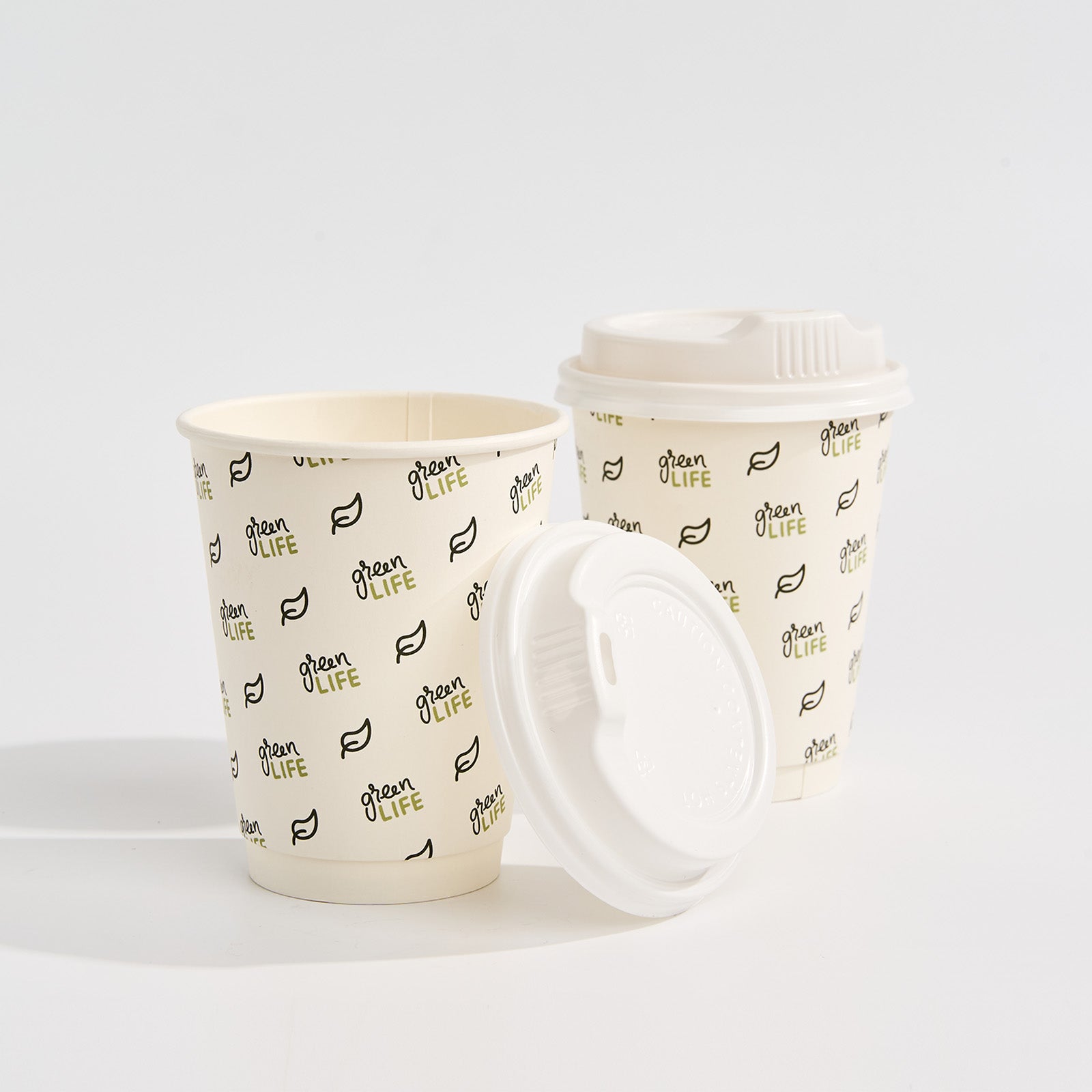 12 oz Custom Recyclable Double Wall Paper Cups with Lids