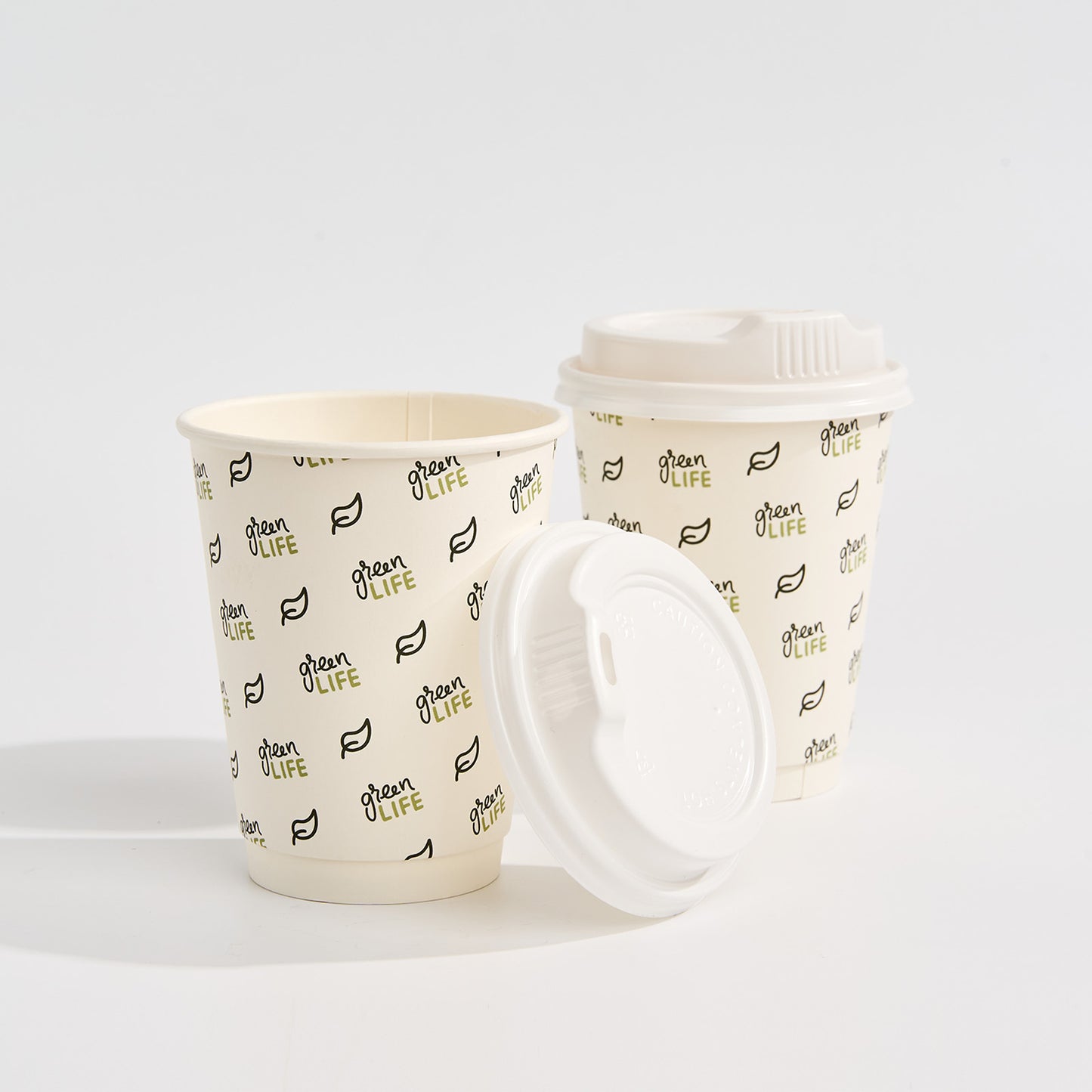 12 oz Custom Recyclable Double Wall Paper Cups with Lids