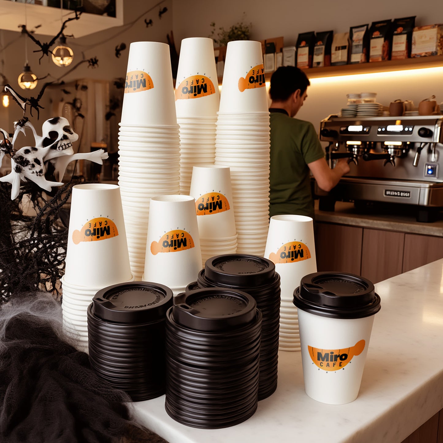 16 oz Custom Recyclable Paper Cups with Lids