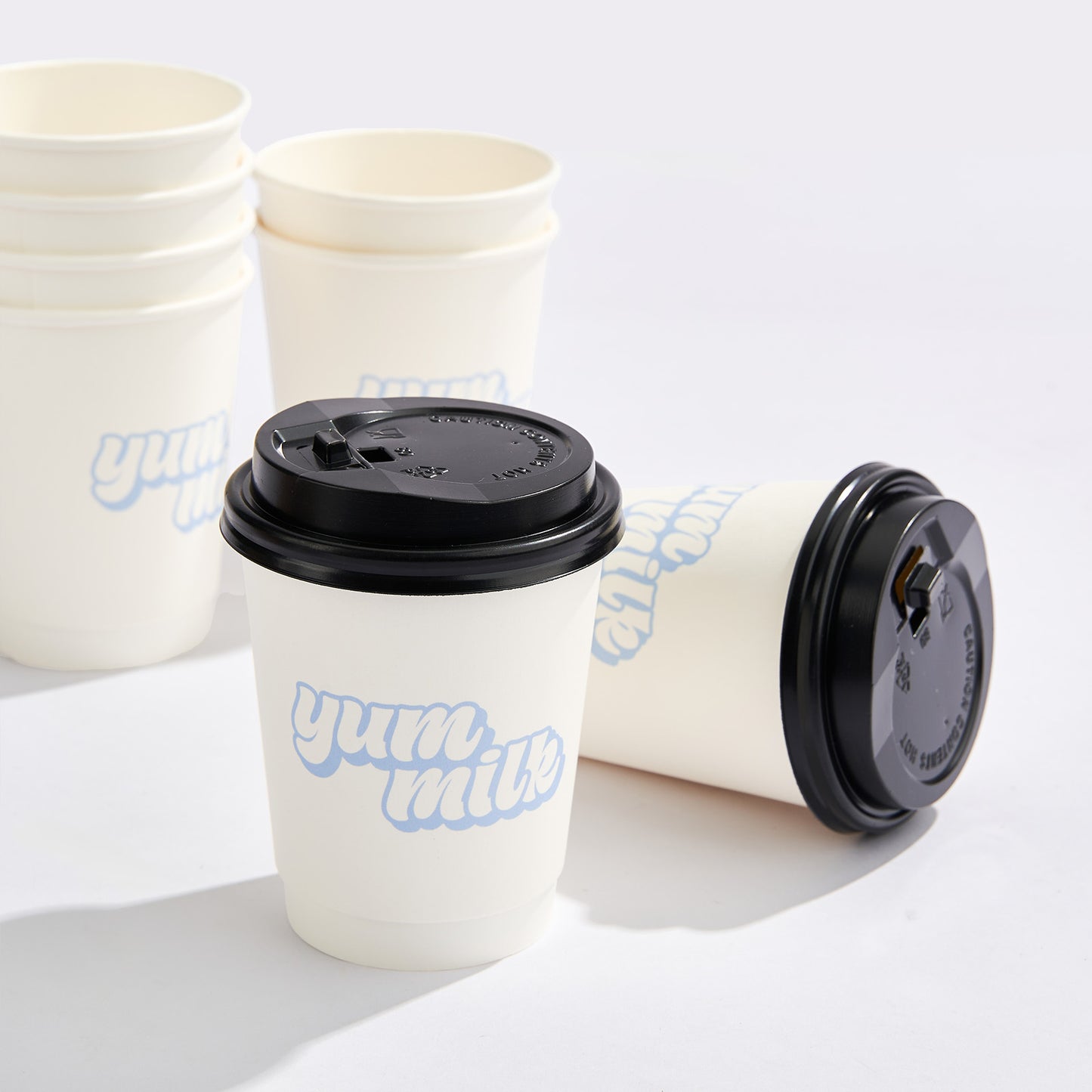 8 oz Custom Recyclable Double Wall Paper Cups with Lids