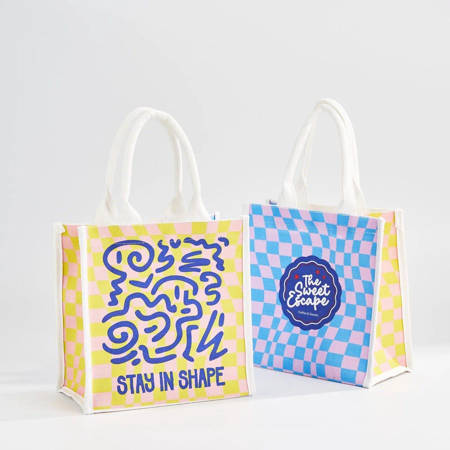 Custom Cotton Canvas Flat Bottom Tote Bag with Padded Handles