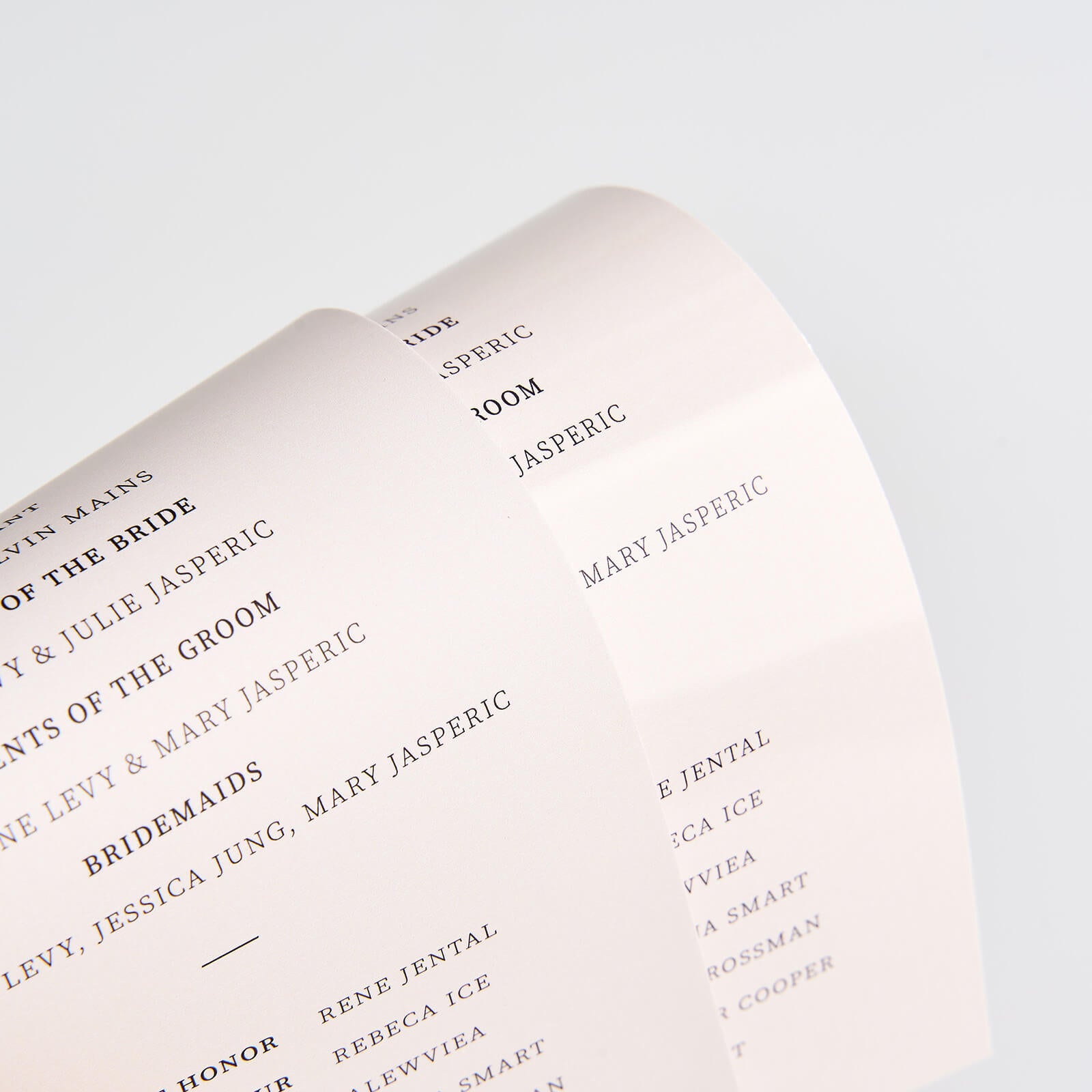 Wedding Programs/Itinerary Cards