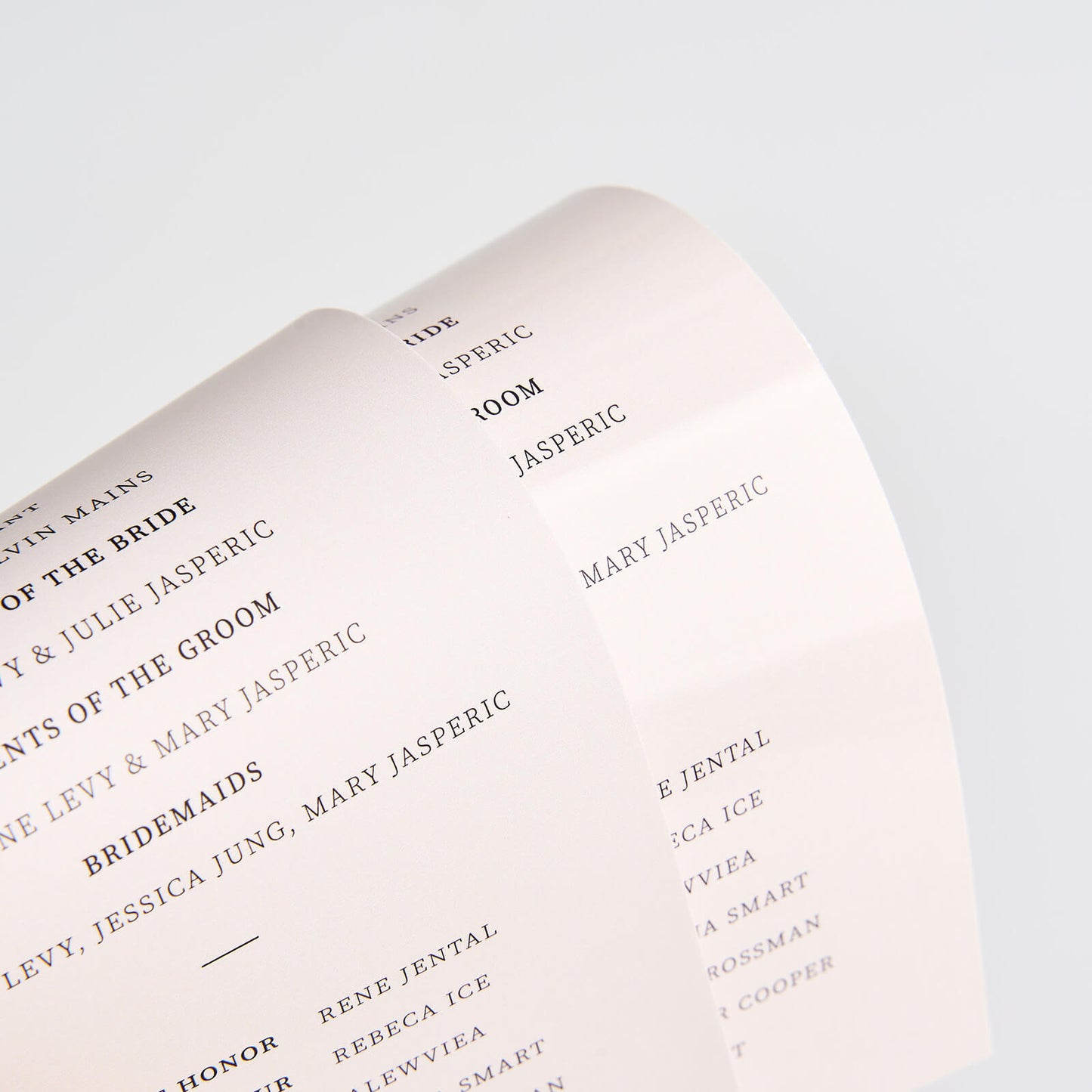 Wedding Programs/Itinerary Cards