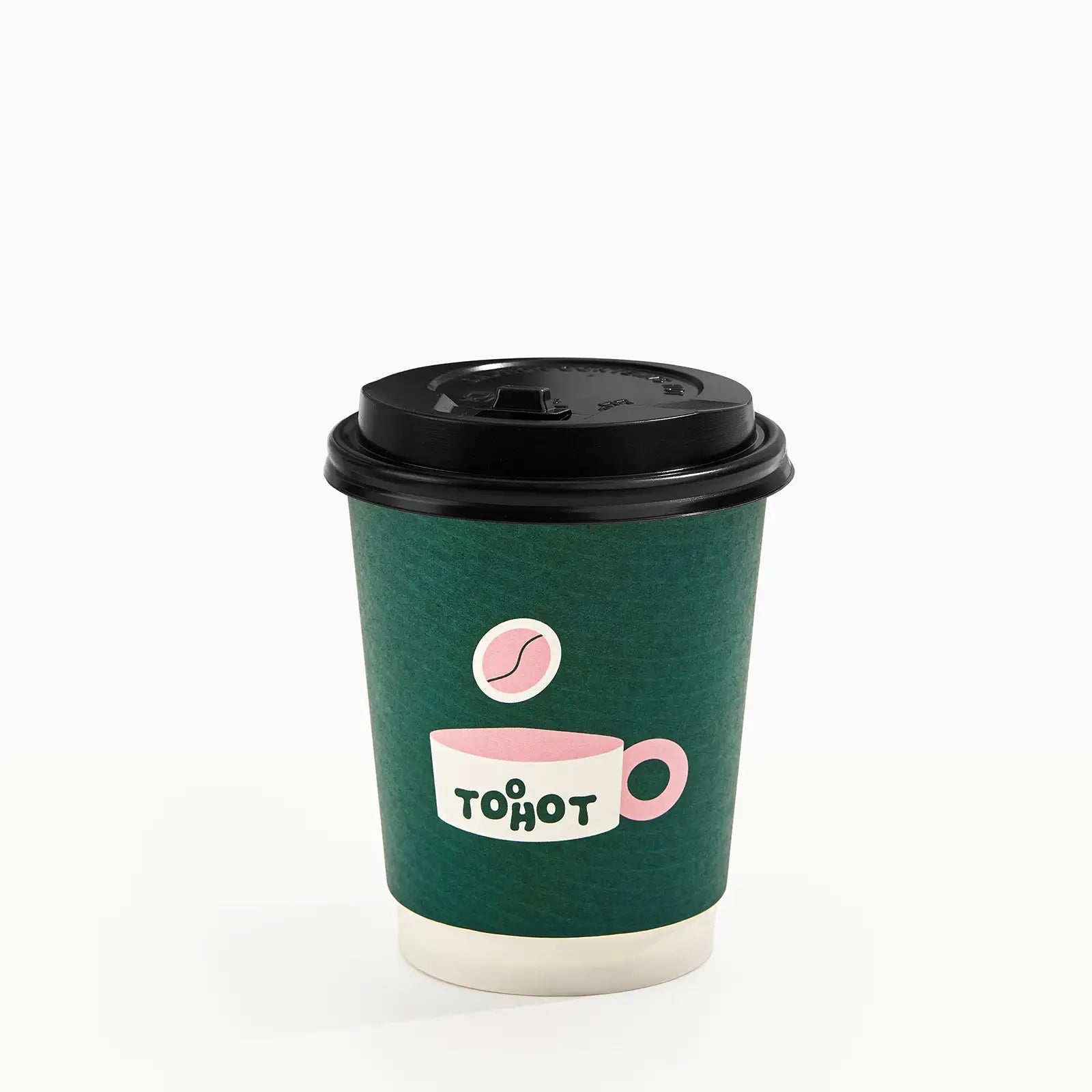 8 oz Custom Recyclable Double Wall Paper Cups with Lids