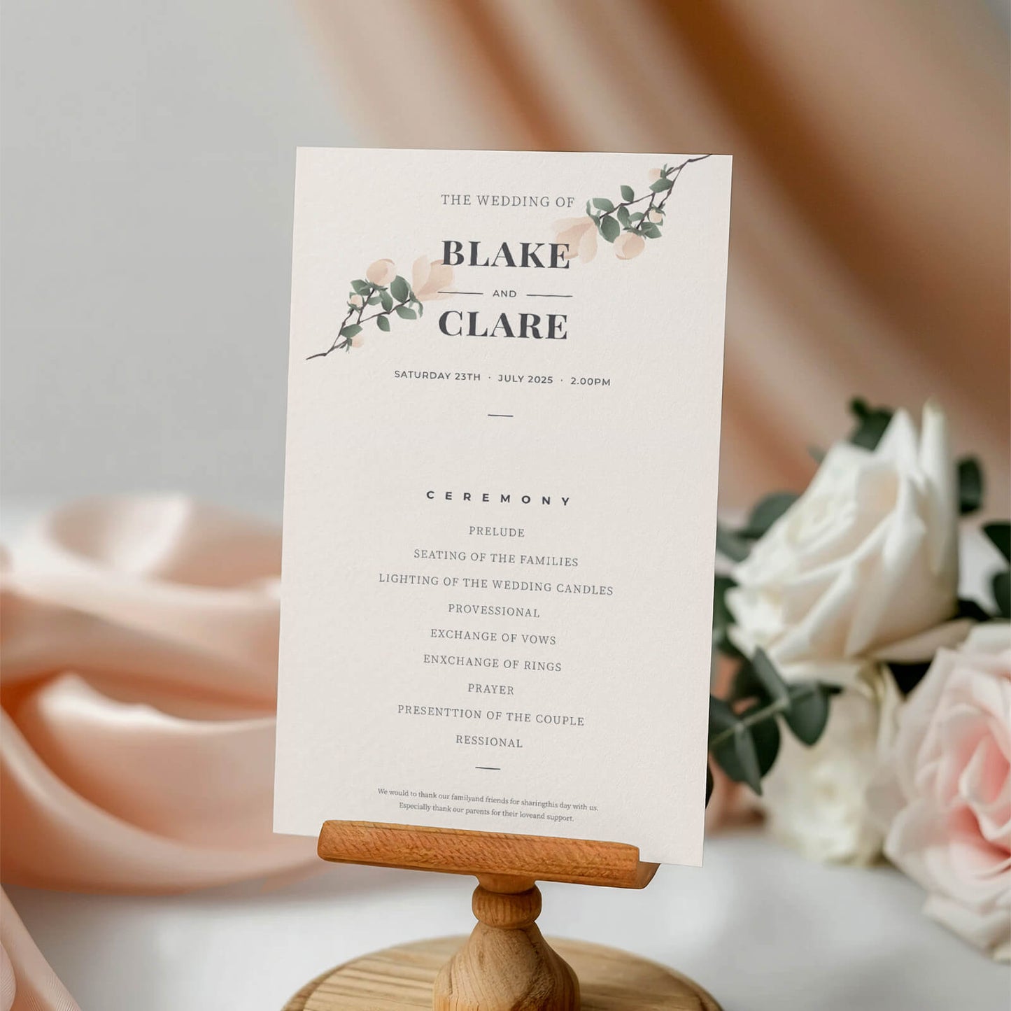 Wedding Programs/Itinerary Cards