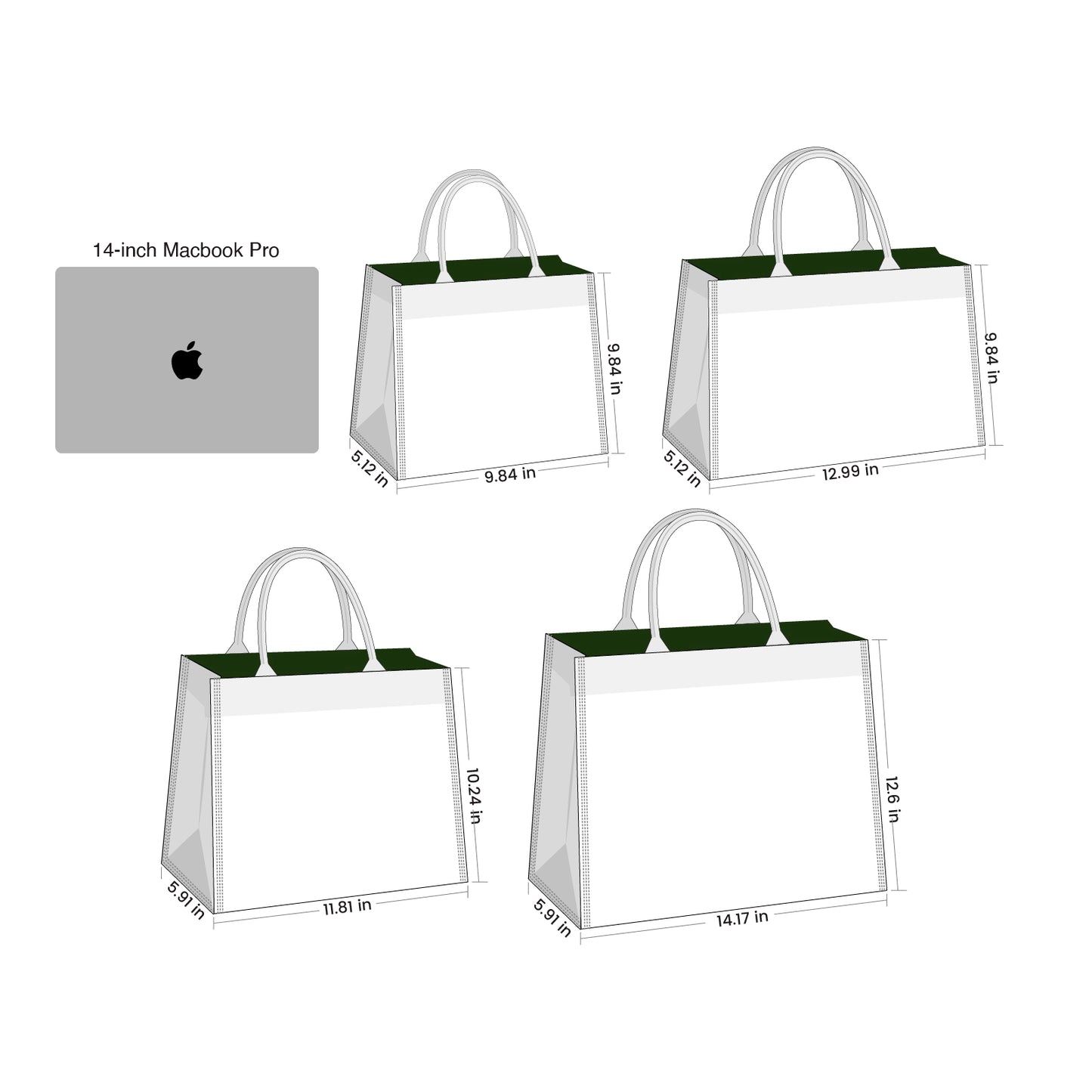 Custom Cotton Canvas Flat Bottom Tote Bag with Padded Handles
