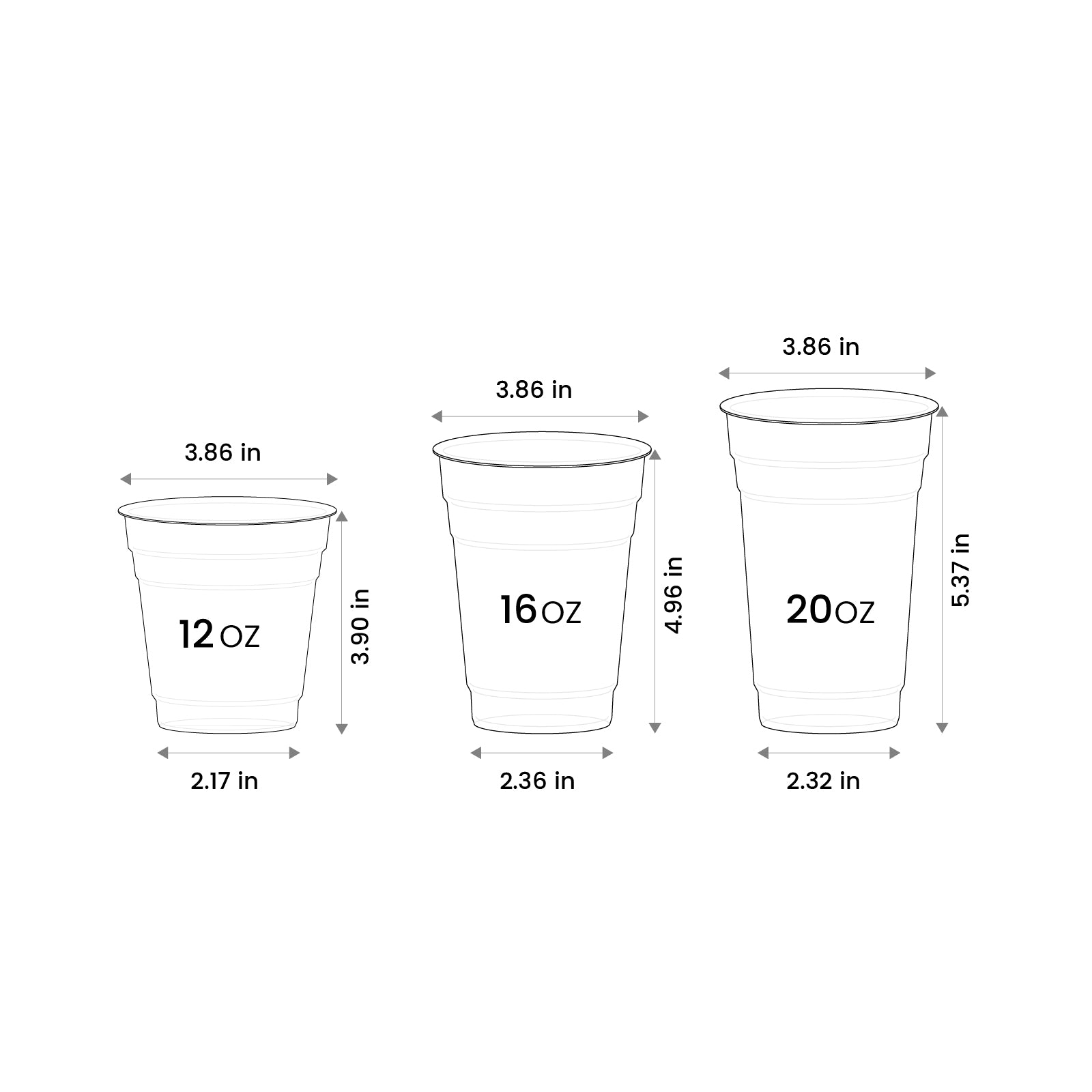 12 oz Blank Recyclable Plastic Cups