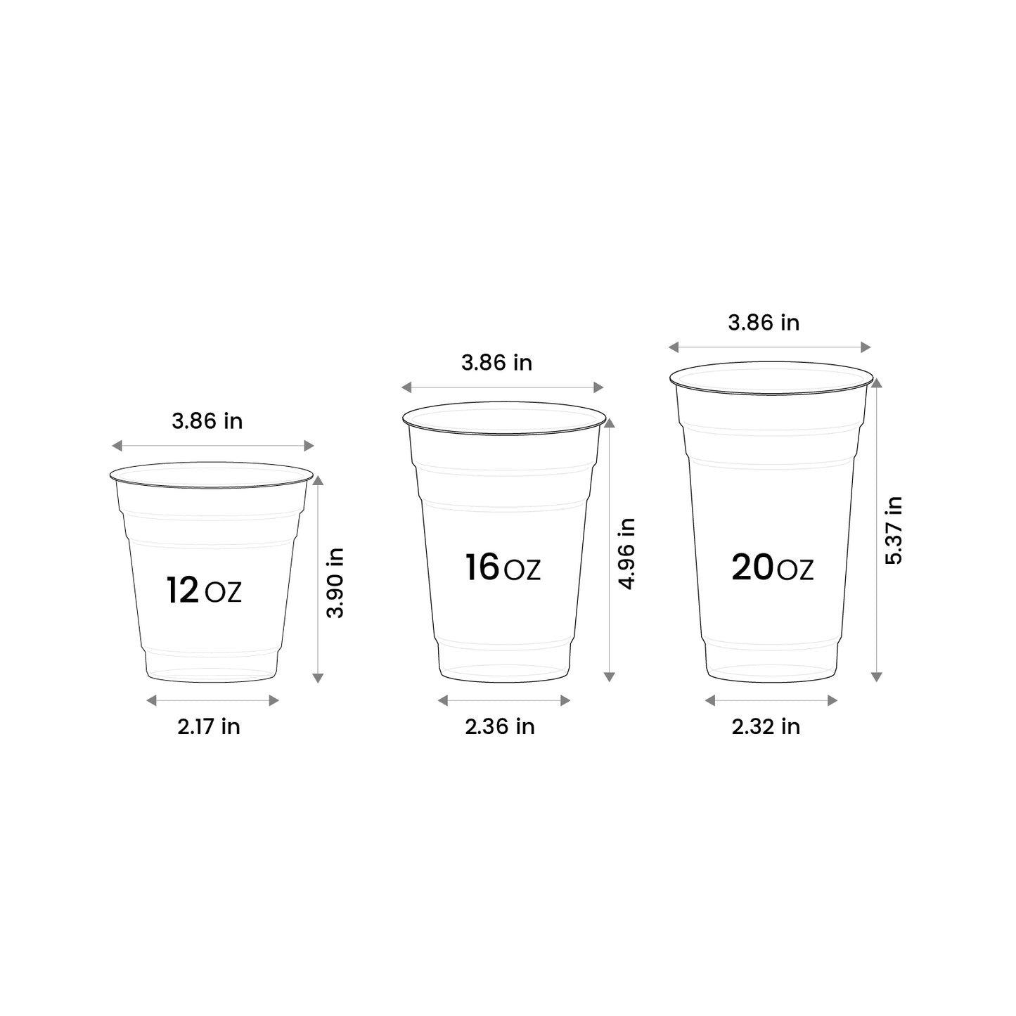 12 oz Blank Recyclable Plastic Cups
